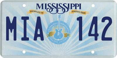 MS license plate MIA142