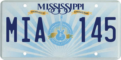 MS license plate MIA145