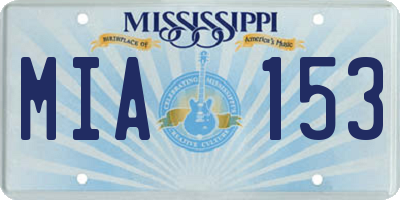 MS license plate MIA153