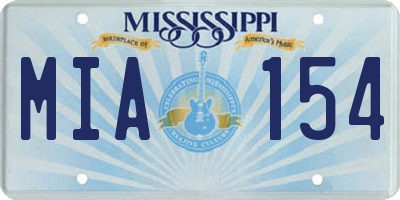 MS license plate MIA154