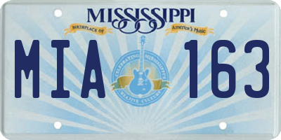 MS license plate MIA163