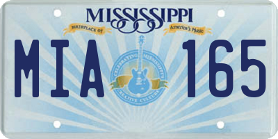 MS license plate MIA165