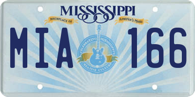 MS license plate MIA166