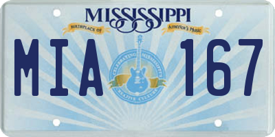 MS license plate MIA167