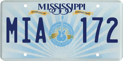 MS license plate MIA172