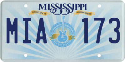 MS license plate MIA173