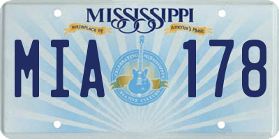 MS license plate MIA178