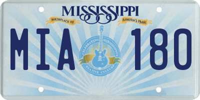 MS license plate MIA180