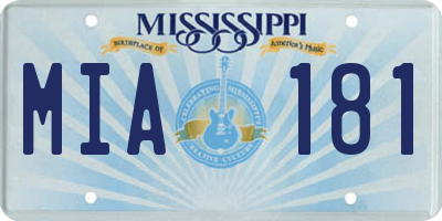 MS license plate MIA181