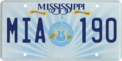 MS license plate MIA190