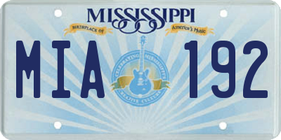 MS license plate MIA192