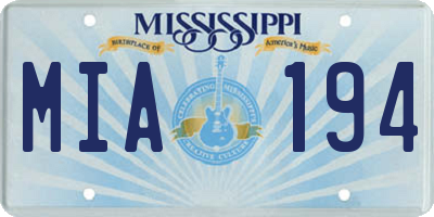MS license plate MIA194