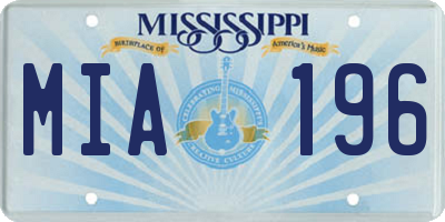 MS license plate MIA196