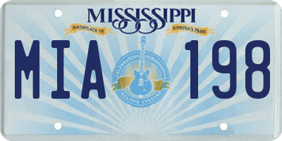 MS license plate MIA198