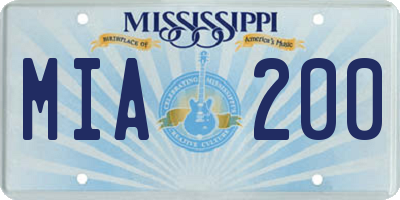 MS license plate MIA200
