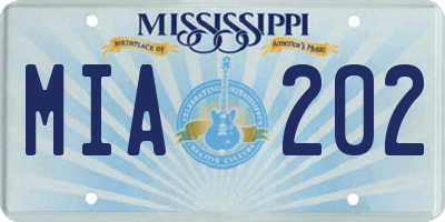 MS license plate MIA202
