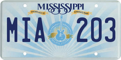 MS license plate MIA203