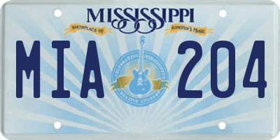 MS license plate MIA204