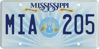 MS license plate MIA205
