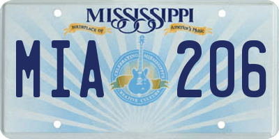 MS license plate MIA206