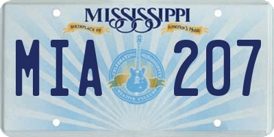 MS license plate MIA207