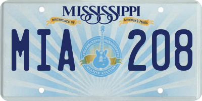 MS license plate MIA208
