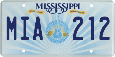 MS license plate MIA212