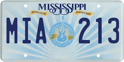 MS license plate MIA213