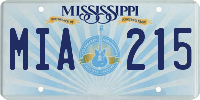 MS license plate MIA215