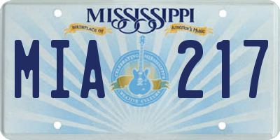 MS license plate MIA217
