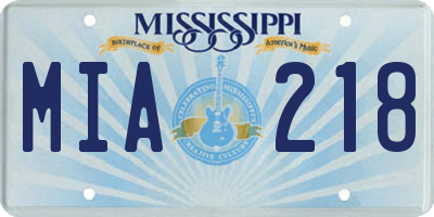 MS license plate MIA218
