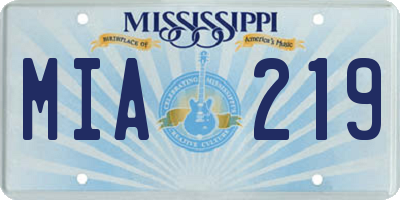 MS license plate MIA219