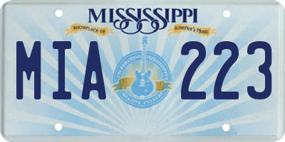 MS license plate MIA223