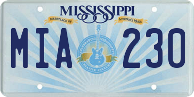 MS license plate MIA230