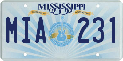 MS license plate MIA231