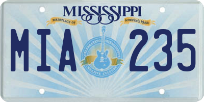 MS license plate MIA235