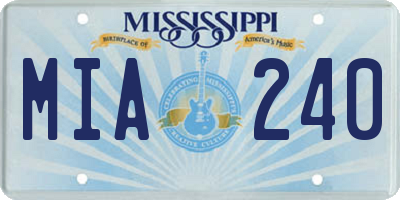 MS license plate MIA240