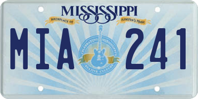 MS license plate MIA241