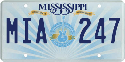 MS license plate MIA247