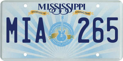 MS license plate MIA265