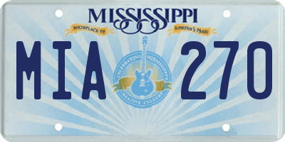 MS license plate MIA270