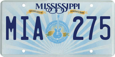 MS license plate MIA275