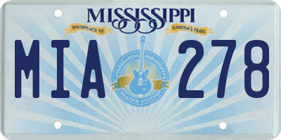 MS license plate MIA278