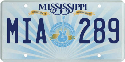 MS license plate MIA289