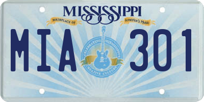 MS license plate MIA301