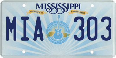 MS license plate MIA303