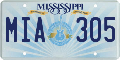 MS license plate MIA305