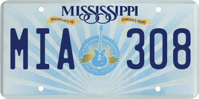 MS license plate MIA308
