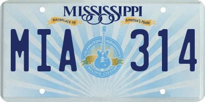 MS license plate MIA314