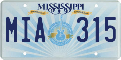 MS license plate MIA315